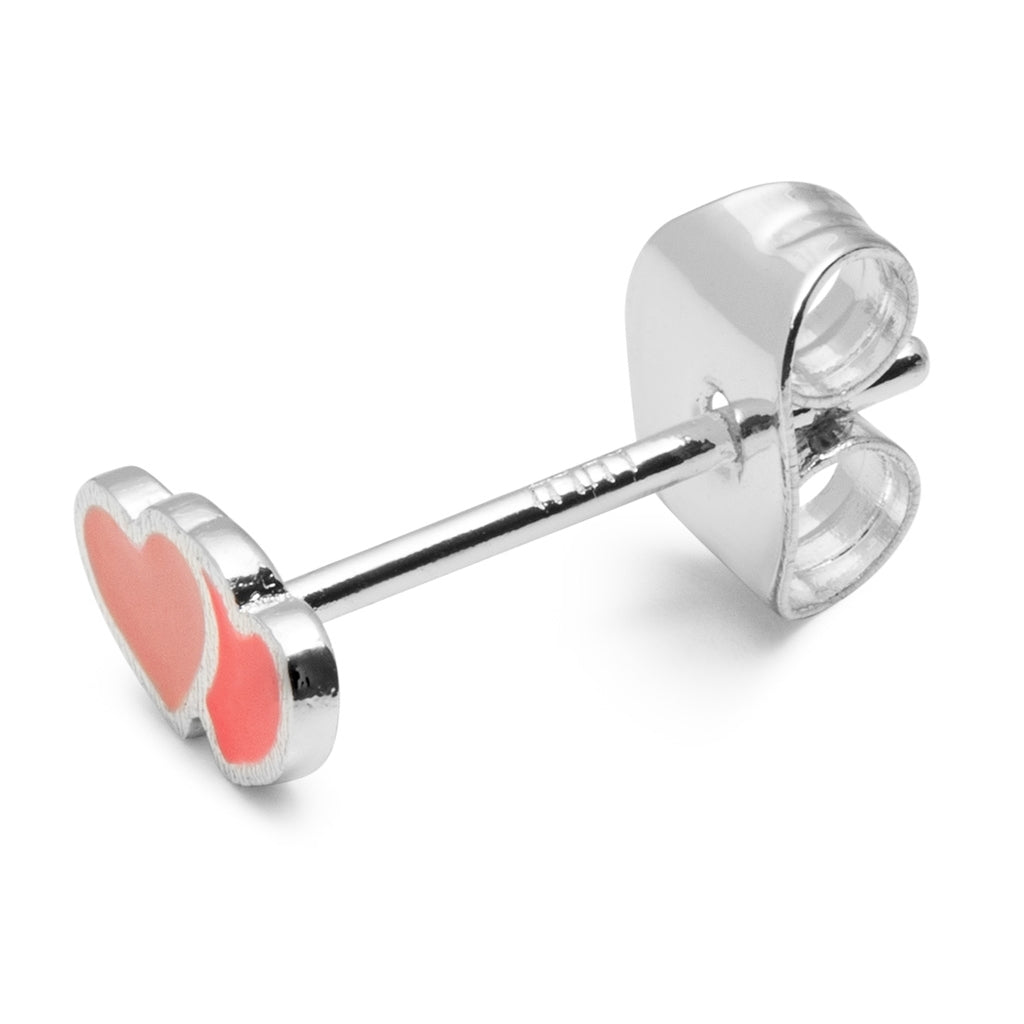 LULU Copenhagen 2Hearts ørering 1 stk forsølvet Ear stud, 1 pcs Burnt Coral-Orange Coral