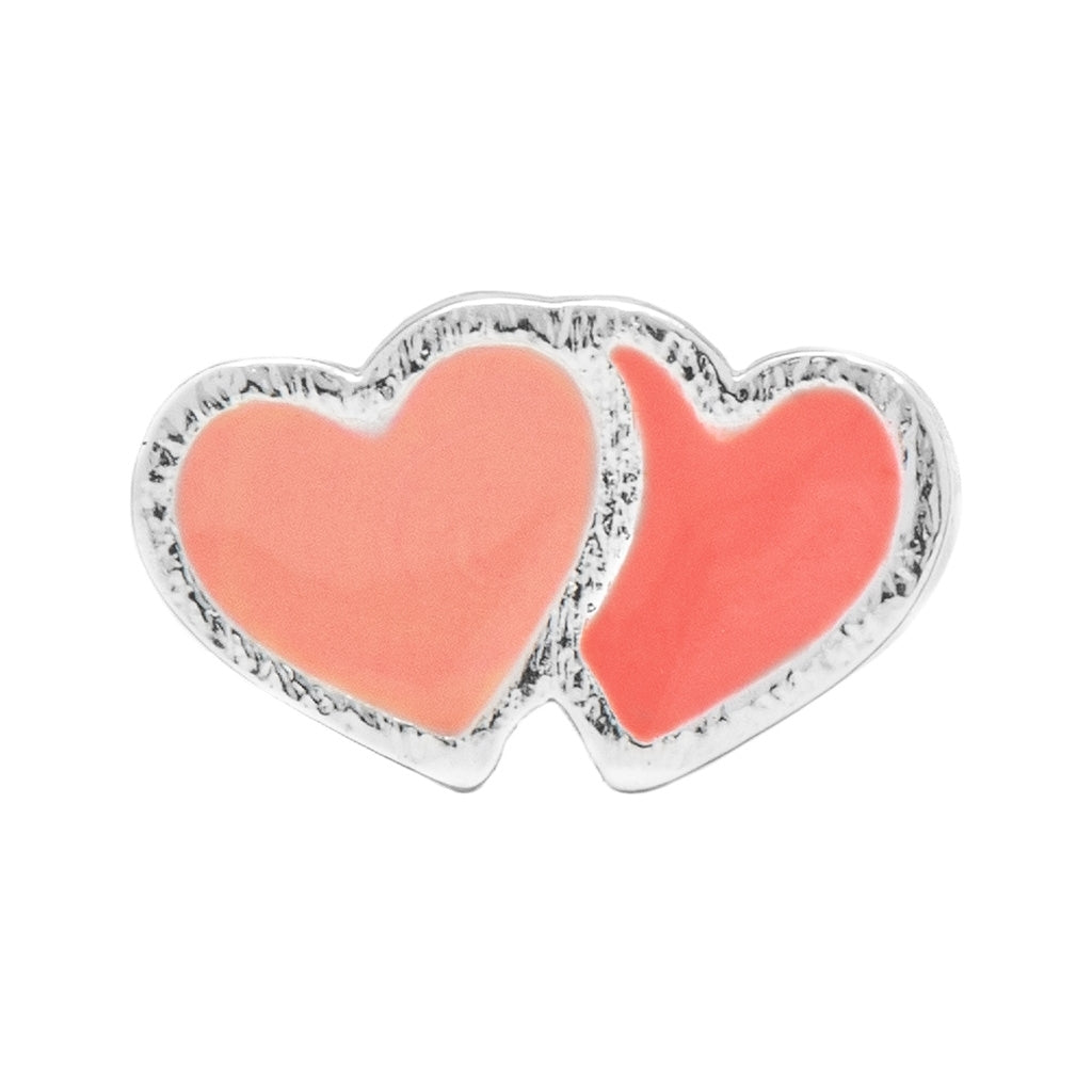 LULU Copenhagen 2Hearts ørering 1 stk forsølvet Ear stud, 1 pcs Burnt Coral-Orange Coral