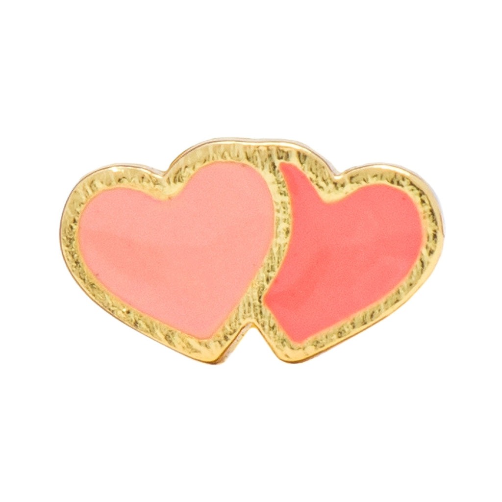 LULU Copenhagen 2Hearts ørering 1 stk forgyldt Ear stud, 1 pcs Burnt Coral-Orange Coral