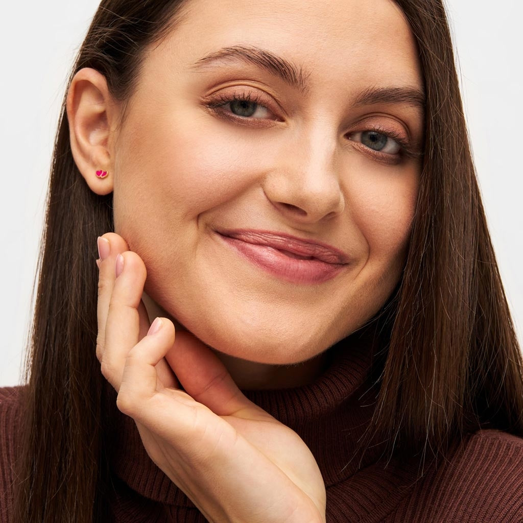 LULU Copenhagen 2Hearts ørering 1 stk forgyldt Ear stud, 1 pcs Plum