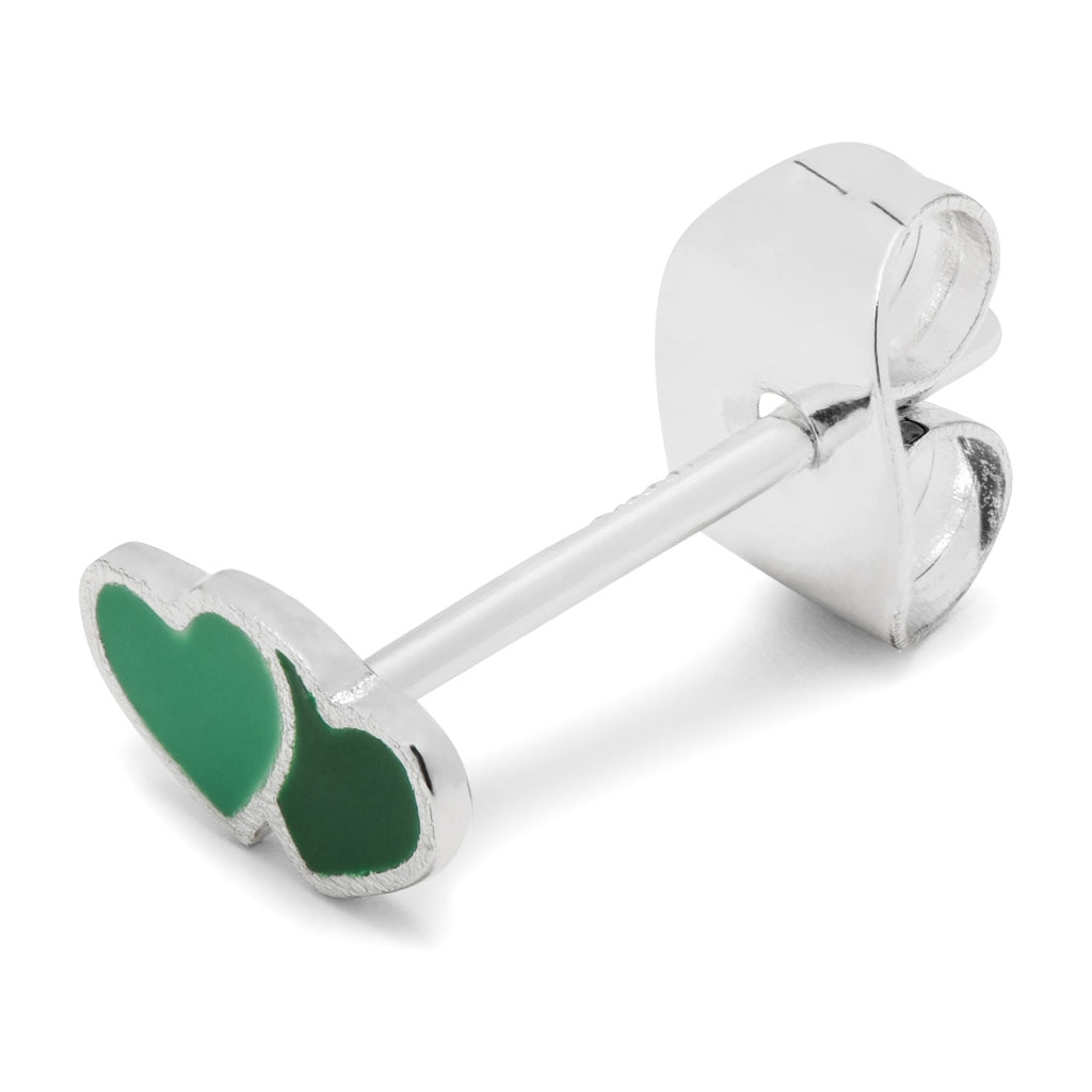 LULU Copenhagen 2Hearts ørering 1 stk forsølvet Ear stud, 1 pcs Green/Light Green