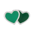 2Hearts ørering 1 stk forsølvet - Green/Light Green