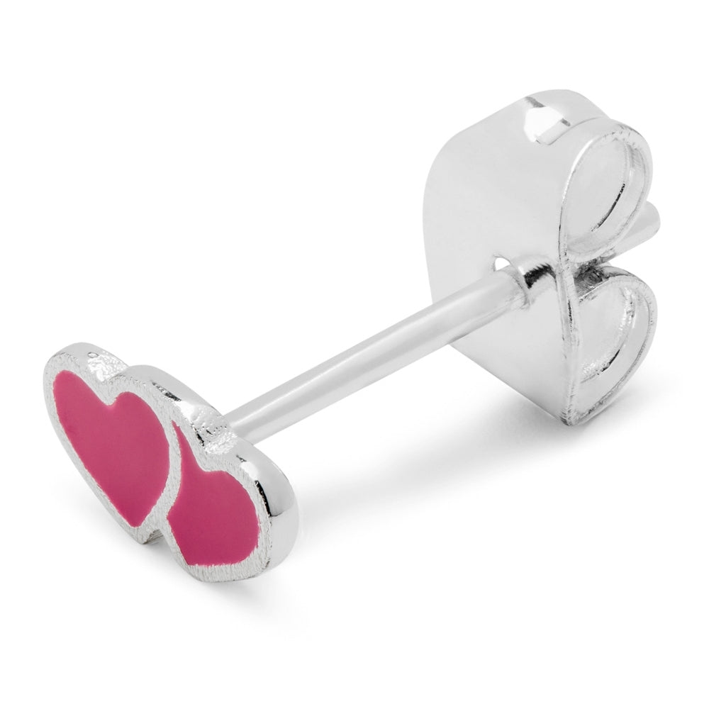 LULU Copenhagen 2Hearts ørering 1 stk forsølvet Ear stud, 1 pcs Plum