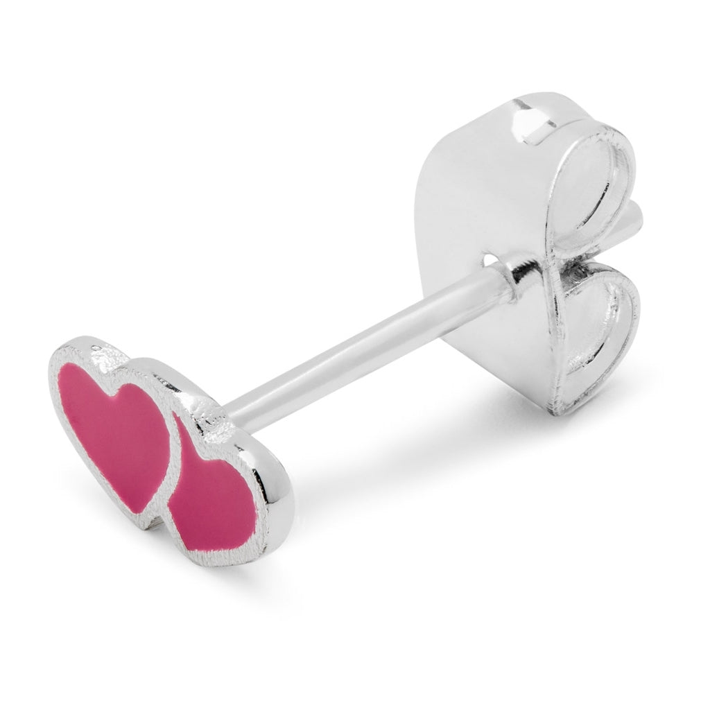 LULU Copenhagen 2Hearts ørering 1 stk forsølvet Ear stud, 1 pcs Plum