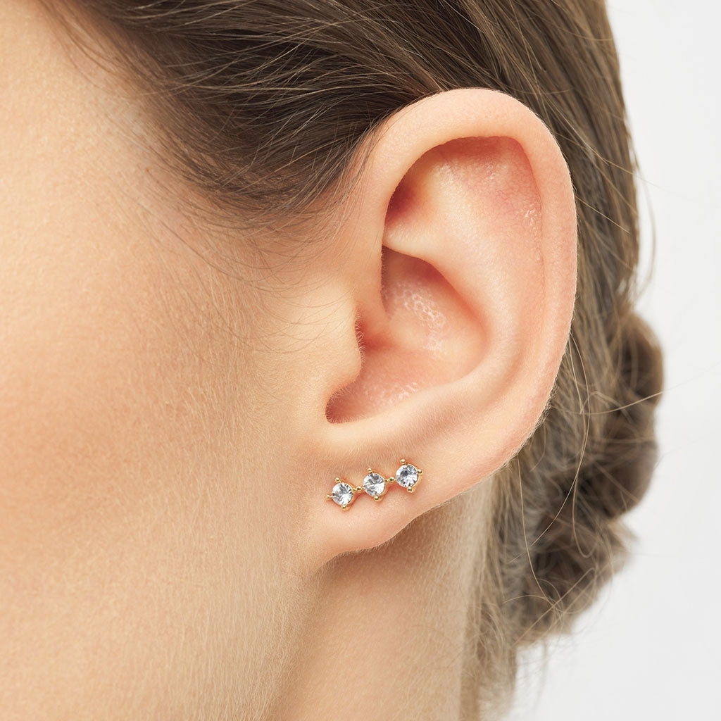LULU Copenhagen 3 Crystals 1 stk Ear stud, 1 pcs Silk