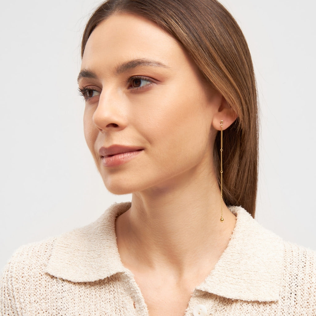 LULU Copenhagen 3 Long Pins ørering 1 stk Ear stud, 1 pcs Forgyldt