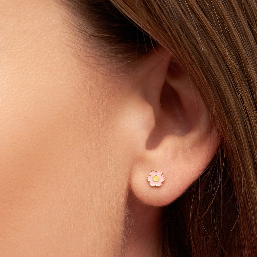 LULU Copenhagen Anemone ørering 1 stk forgyldt Ear stud, 1 pcs Yellow-Pink