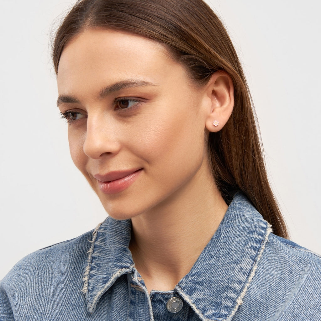 LULU Copenhagen Anemone ørering 1 stk forsølvet Ear stud, 1 pcs Yellow-Pink