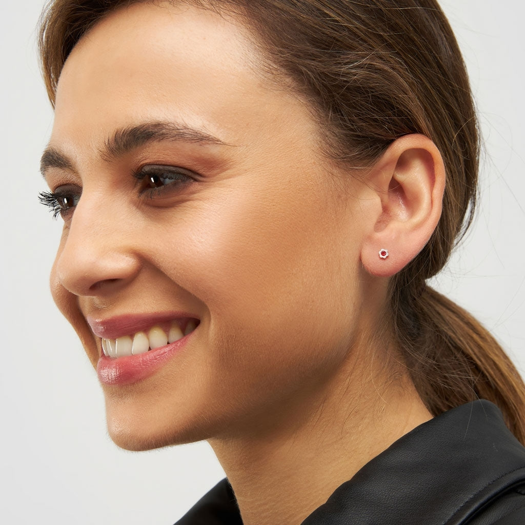 LULU Copenhagen Blomst ørering 1 stk Ear stud, 1 pcs Rød