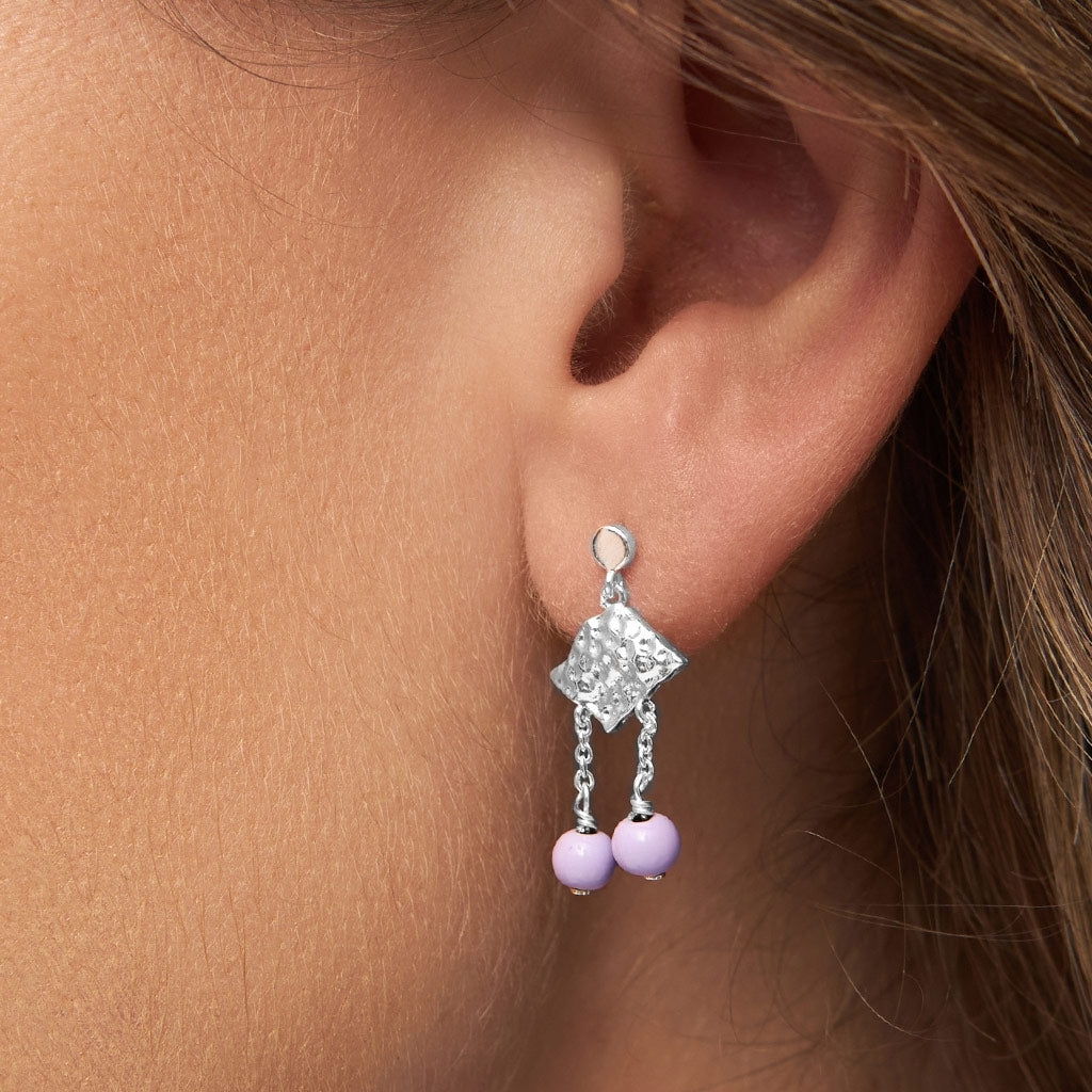 LULU Copenhagen Boheme Purple ørering 1 stk forsølvet Ear stud, 1 pcs Lilla