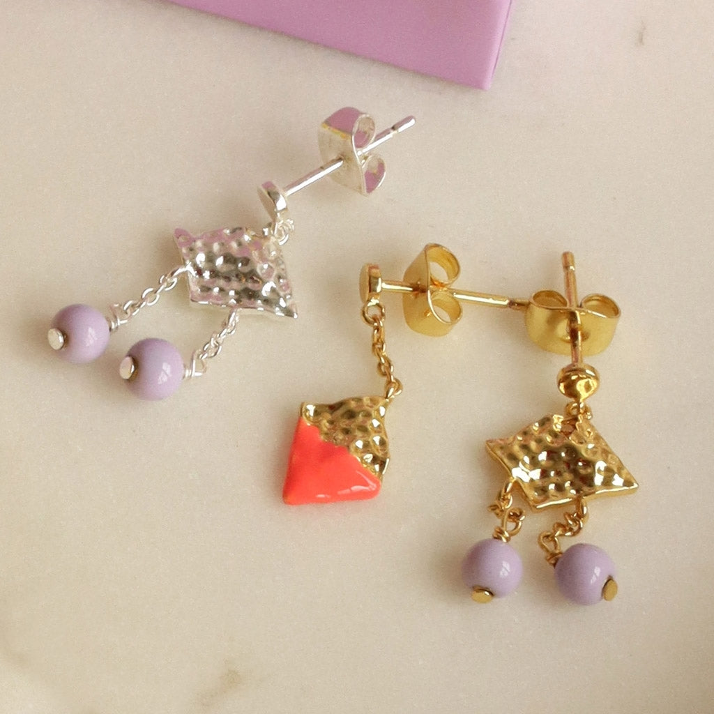 LULU Copenhagen Boheme Purple ørering 1 stk forsølvet Ear stud, 1 pcs Lilla