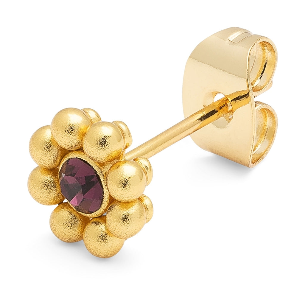 LULU Copenhagen Bouquet Crystal Flower 1 stk - Forgyldt Ear stud, 1 pcs Ametyst