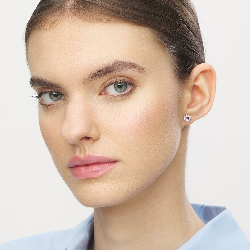 LULU Copenhagen Bouquet Crystal Flower 1 stk - Forsølvet Ear stud, 1 pcs Ametyst