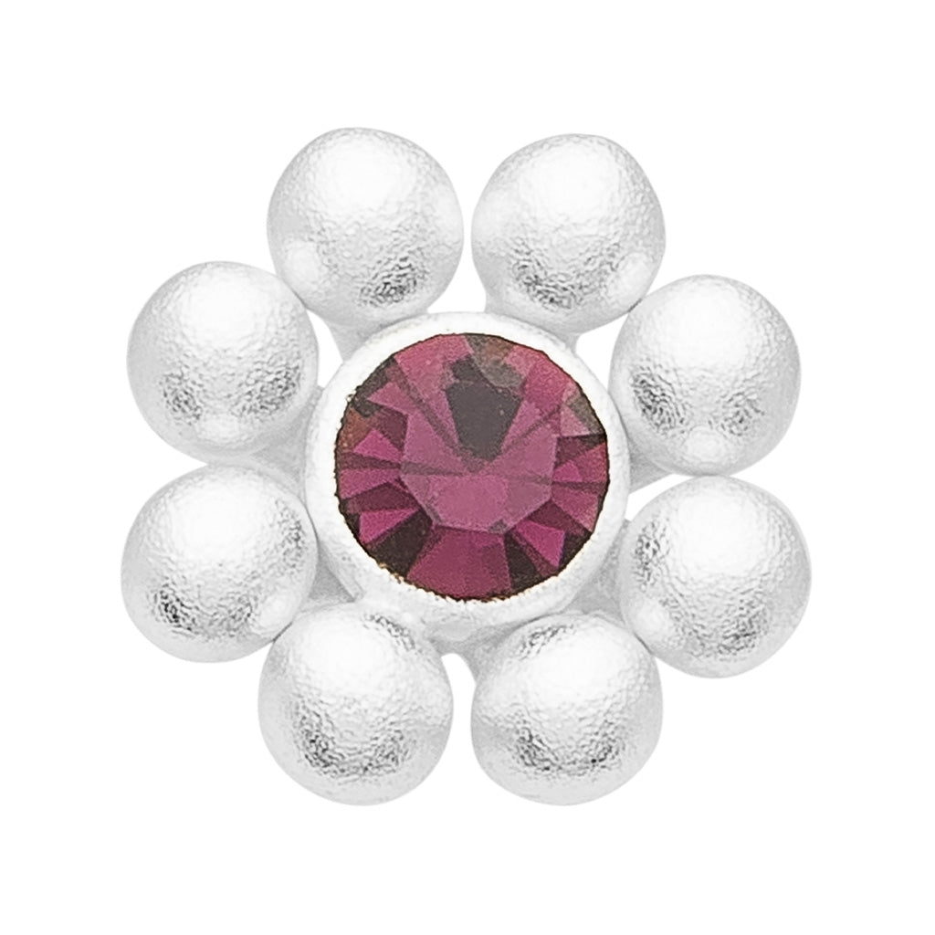 LULU Copenhagen Bouquet Crystal Flower 1 stk - Forsølvet Ear stud, 1 pcs Ametyst