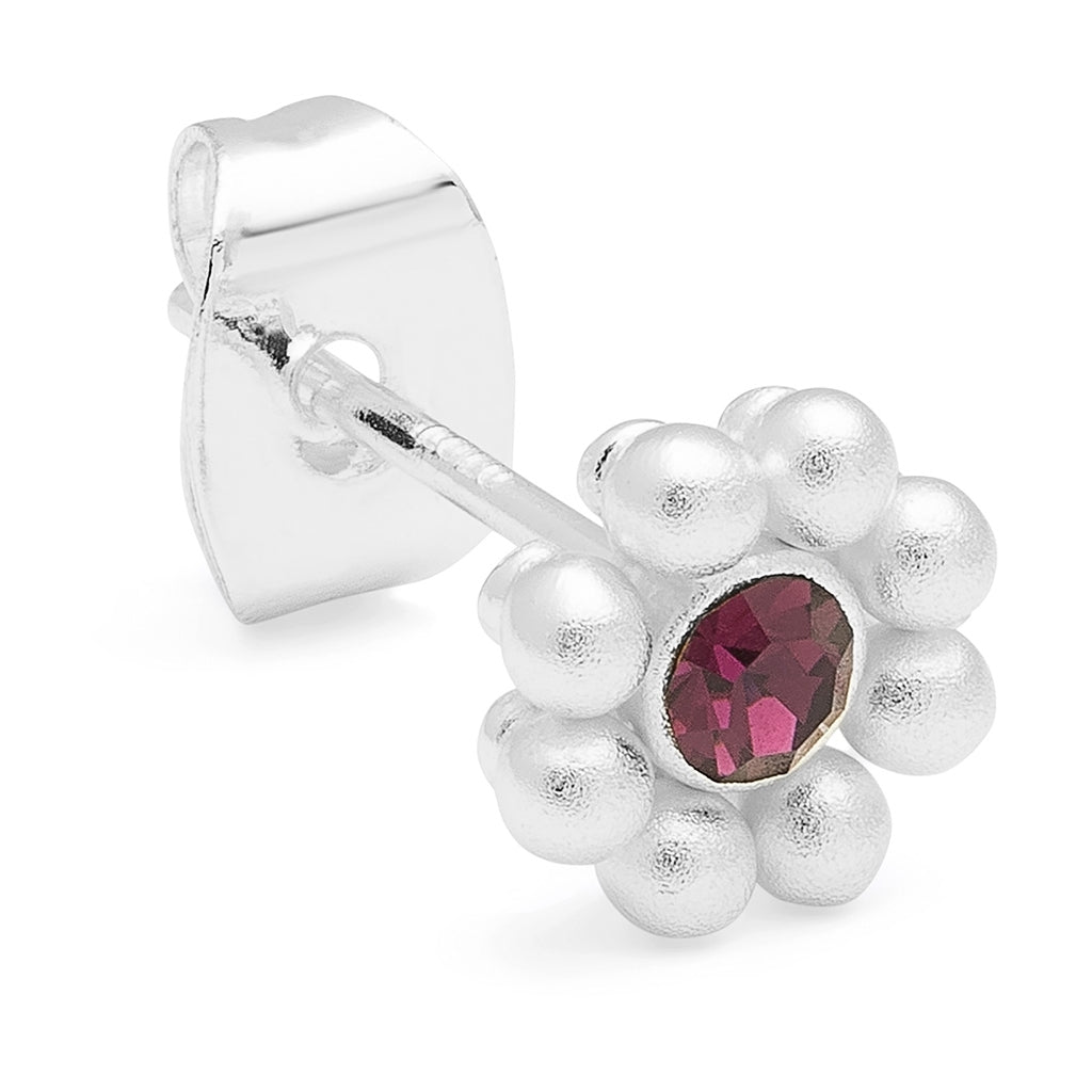 LULU Copenhagen Bouquet Crystal Flower 1 stk - Forsølvet Ear stud, 1 pcs Ametyst