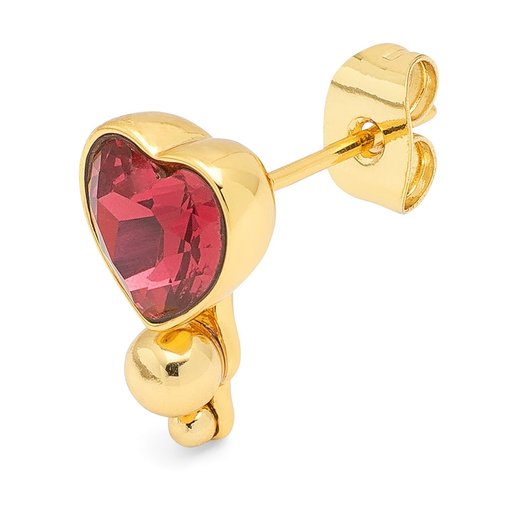 LULU Copenhagen Bouquet Crystal Heart ørering 1 stk Ear stud, 1 pcs Forgyldt