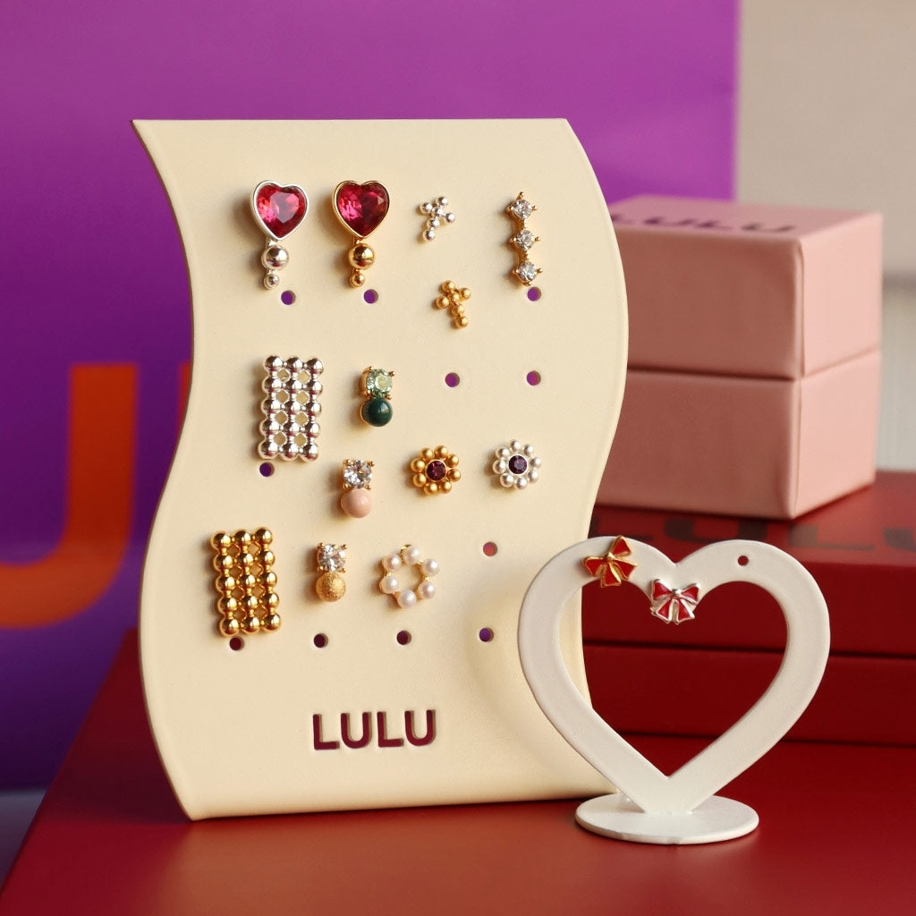 LULU Copenhagen Bouquet Crystal Heart ørering 1 stk Ear stud, 1 pcs Silver Plated
