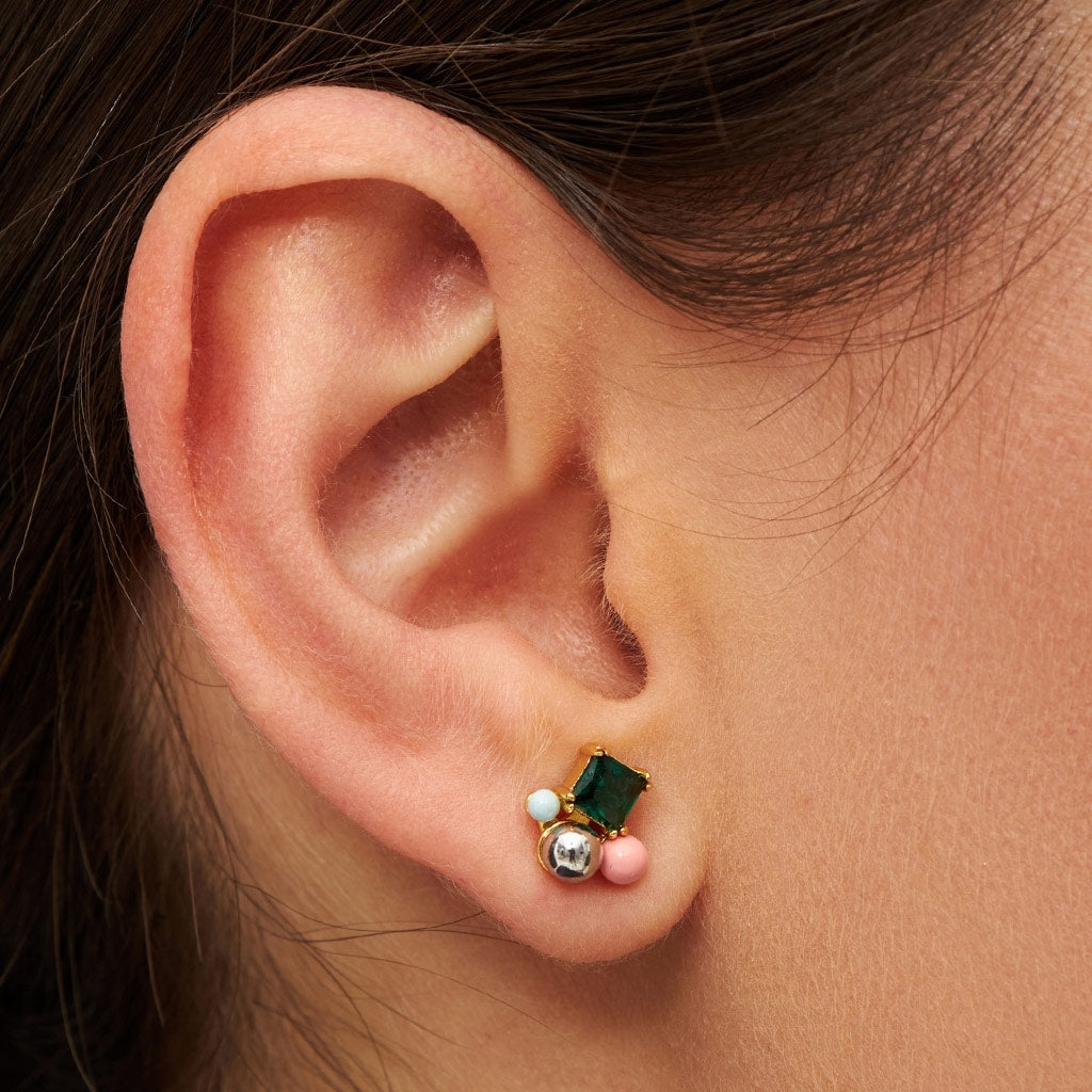 LULU Copenhagen Bouquet Green Bling ørering 1 stk Ear stud, 1 pcs Forgyldt