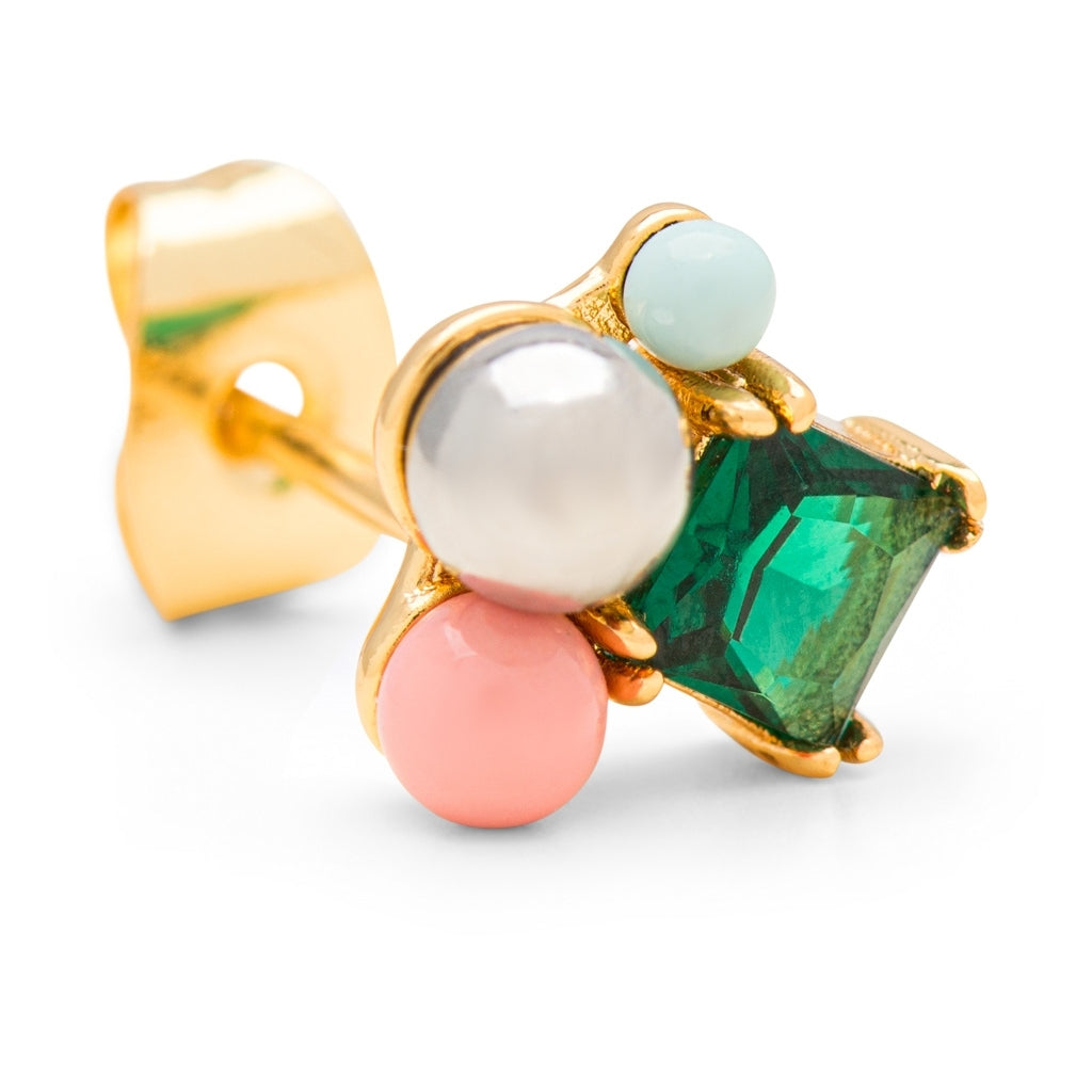 LULU Copenhagen Bouquet Green Bling ørering 1 stk Ear stud, 1 pcs Forgyldt