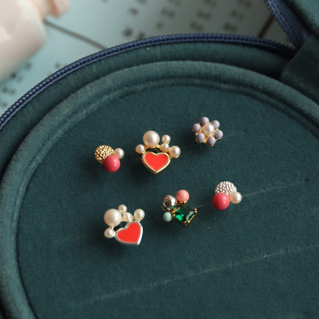 LULU Copenhagen Bouquet Green Bling ørering 1 stk Ear stud, 1 pcs Forgyldt