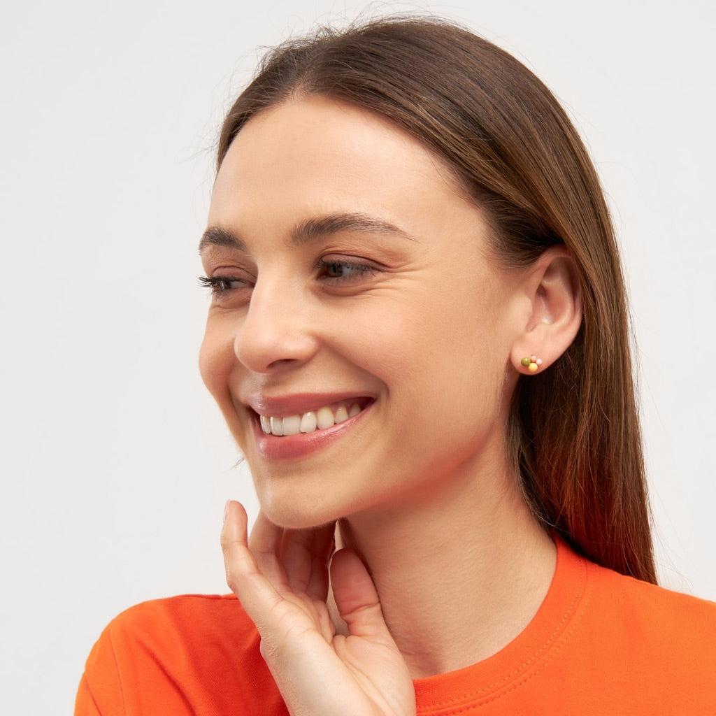 LULU Copenhagen Bouquet Green Yellow ørering 1 stk Ear stud, 1 pcs Forgyldt