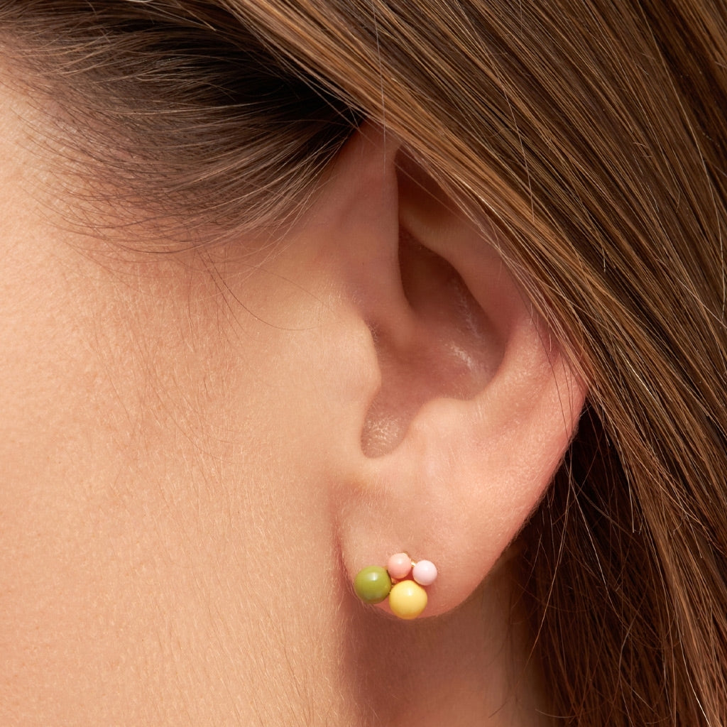LULU Copenhagen Bouquet Green Yellow ørering 1 stk Ear stud, 1 pcs Forgyldt