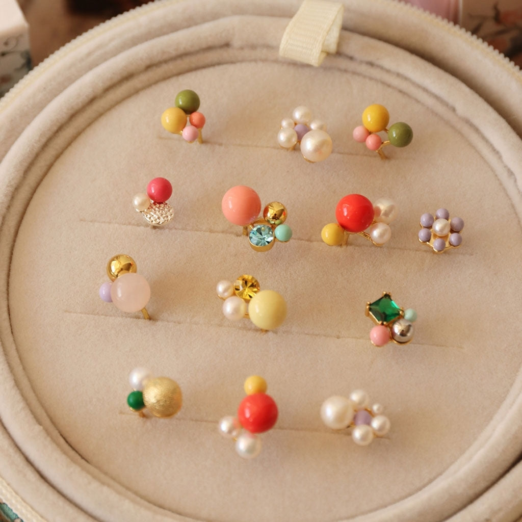 LULU Copenhagen Bouquet Green Yellow ørering 1 stk Ear stud, 1 pcs Forgyldt