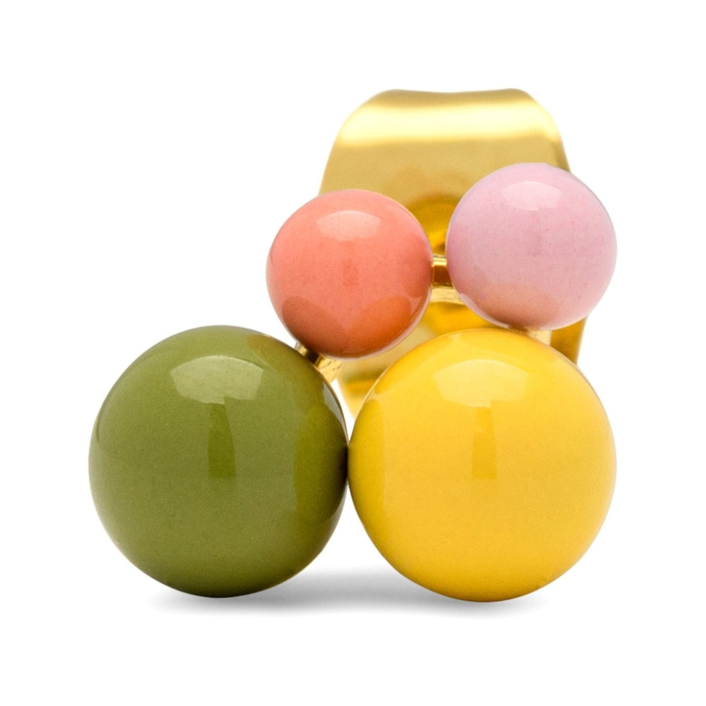LULU Copenhagen Bouquet Green Yellow ørering 1 stk Ear stud, 1 pcs Forgyldt