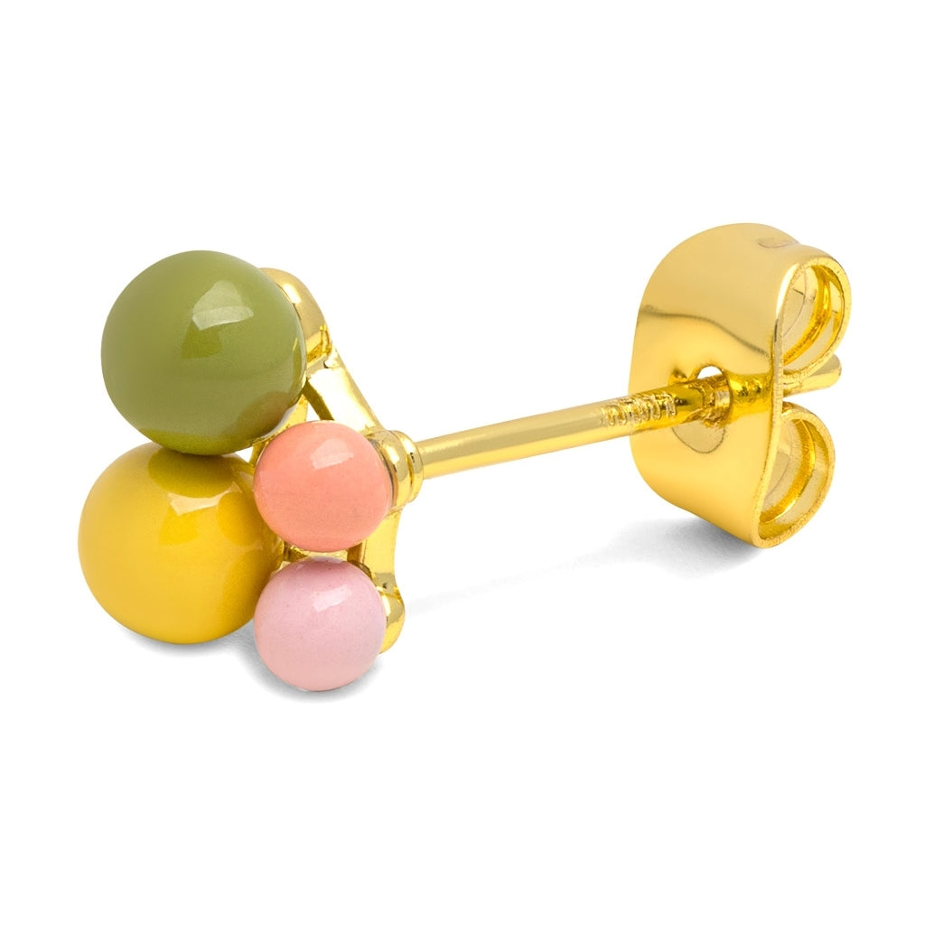 LULU Copenhagen Bouquet Green Yellow ørering 1 stk Ear stud, 1 pcs Forgyldt