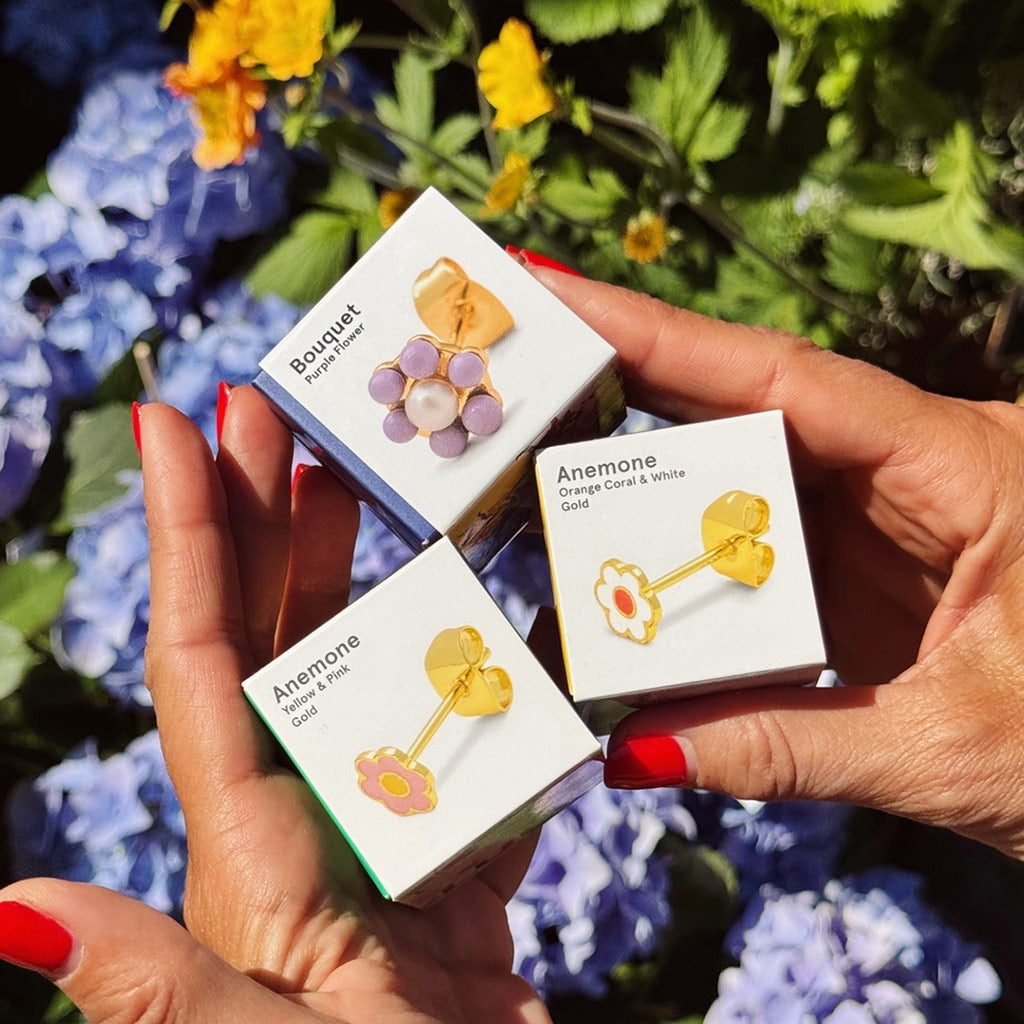 LULU Copenhagen Bouquet Purple Flower ørering 1 stk Ear stud, 1 pcs Forgyldt