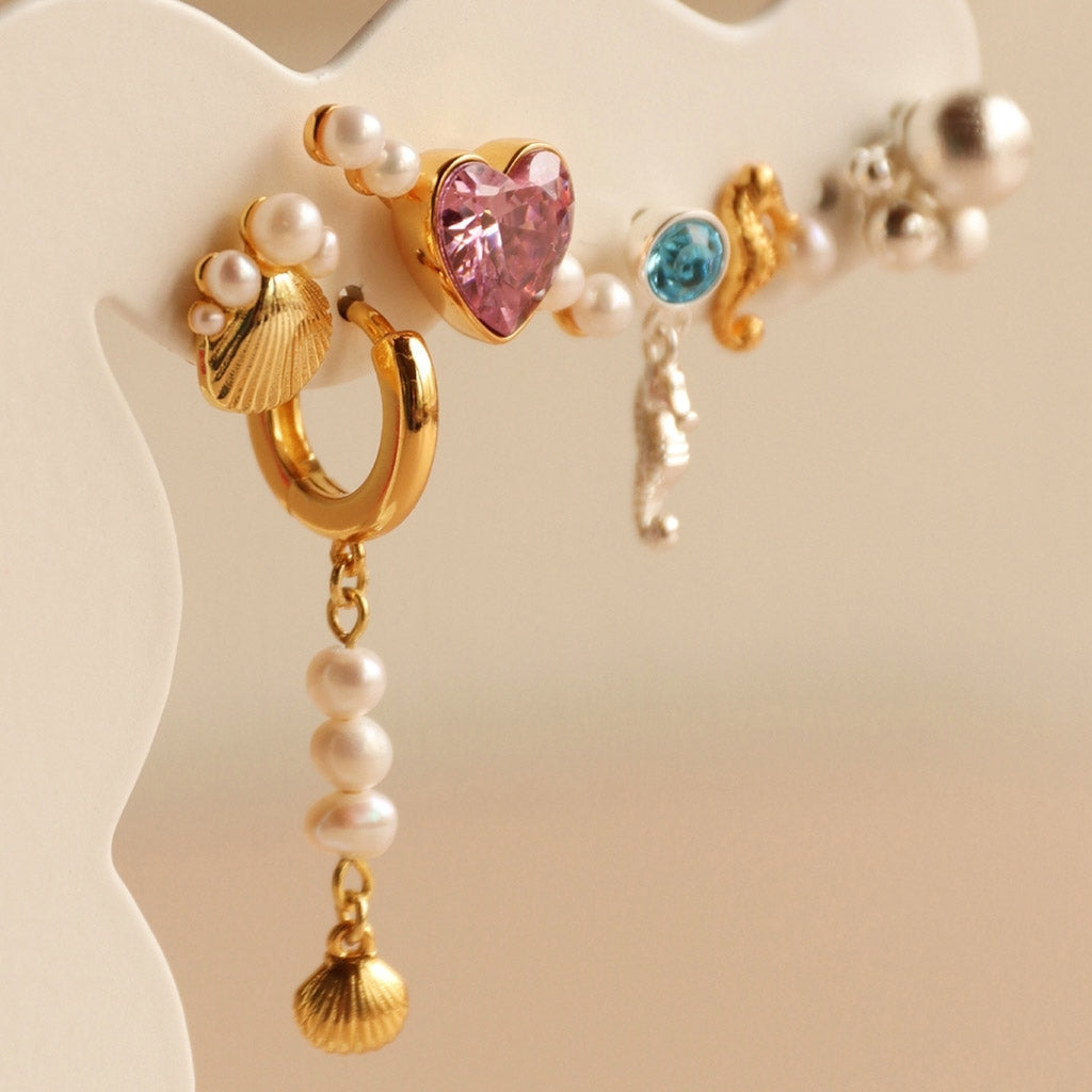LULU Copenhagen Bouquet Shell & Pearls ørering 1 stk. Ear stud, 1 pcs Forgyldt