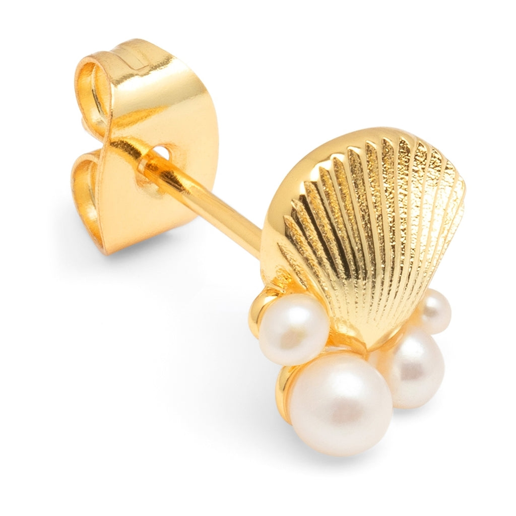 LULU Copenhagen Bouquet Shell & Pearls ørering 1 stk. Ear stud, 1 pcs Forgyldt