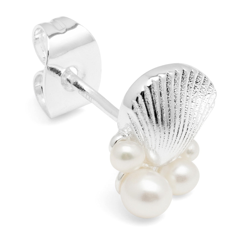 LULU Copenhagen Bouquet Shell & Pearls ørering 1 stk. Ear stud, 1 pcs Silver Plated