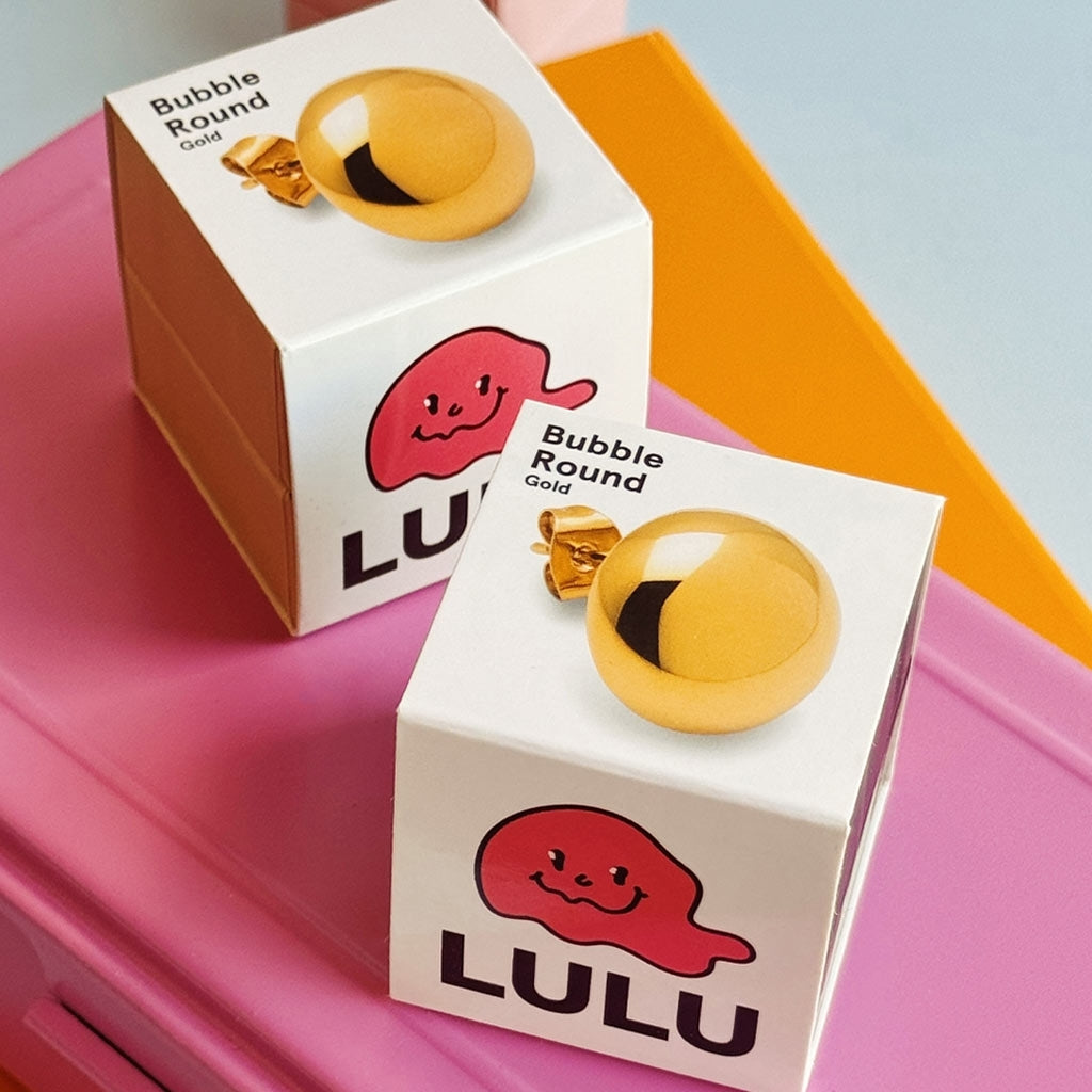 LULU Copenhagen Bubble Round ørering 1 stk - guld belagt Ear stud, 1 pcs Forgyldt