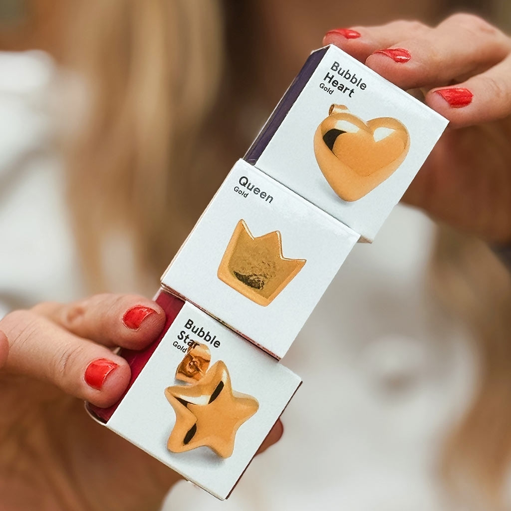 LULU Copenhagen Bubble Star ørering 1 stk - guld belagt Ear stud, 1 pcs Forgyldt