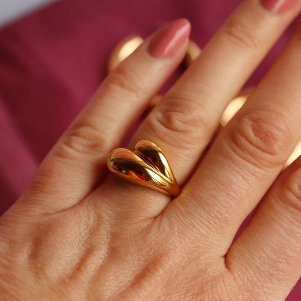 LULU Copenhagen Chunky Soft Drops Ring - guld belagt Rings Forgyldt