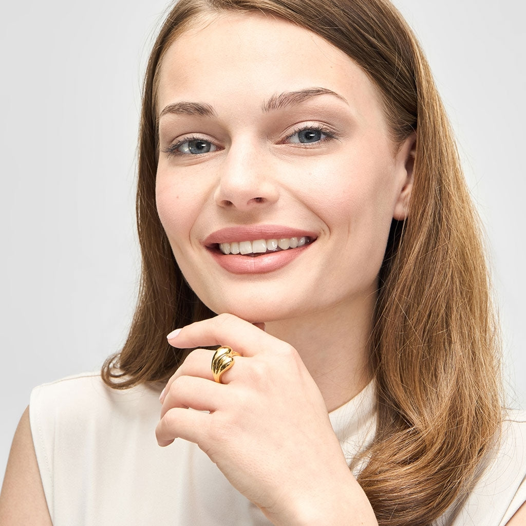 LULU Copenhagen Chunky Soft Drops Ring - guld belagt Rings Forgyldt