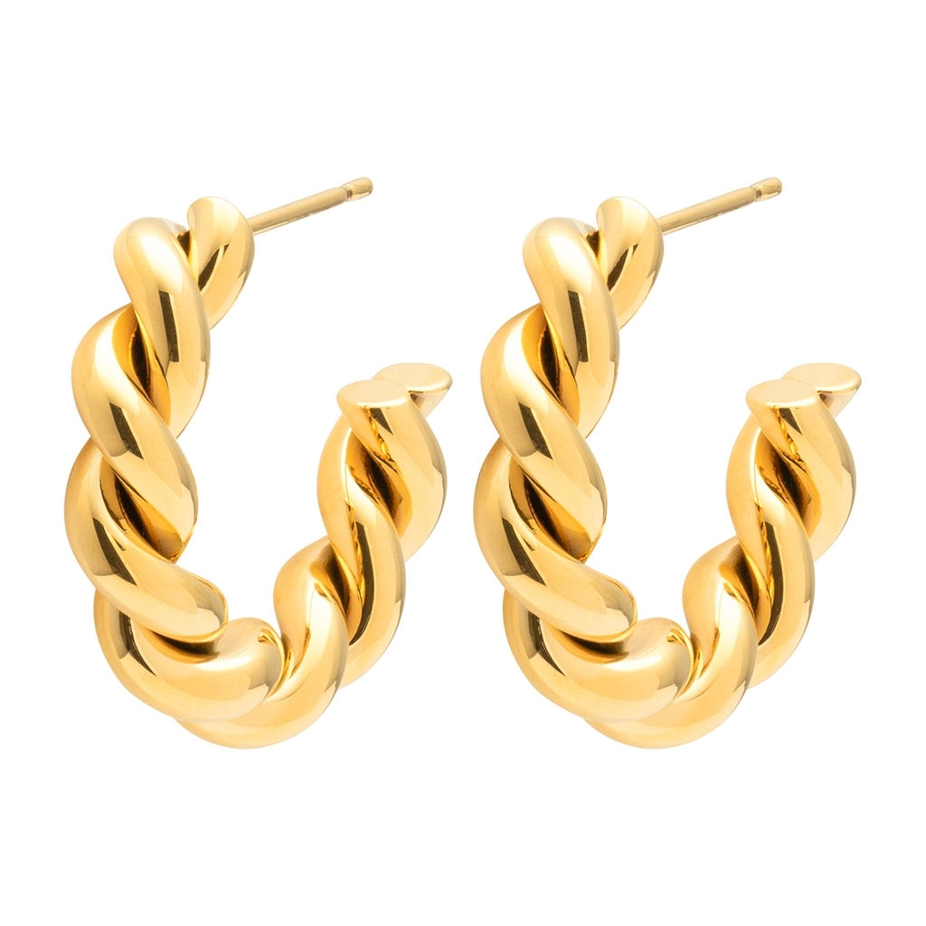 LULU Copenhagen Chunky Twisted Hoops par - guld belagt Hoops Forgyldt