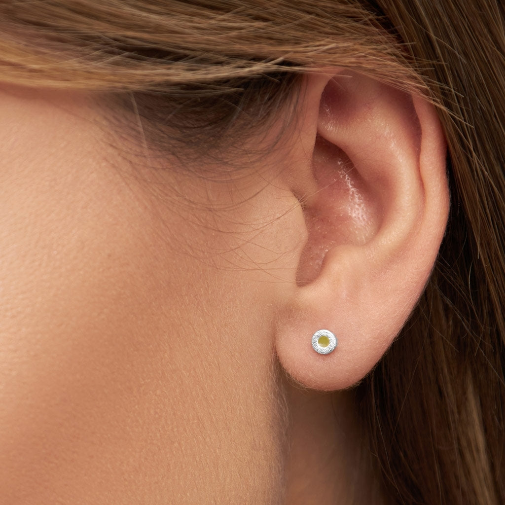 LULU Copenhagen Circle Small ørering 1 stk forsølvet Ear stud, 1 pcs Willow Green
