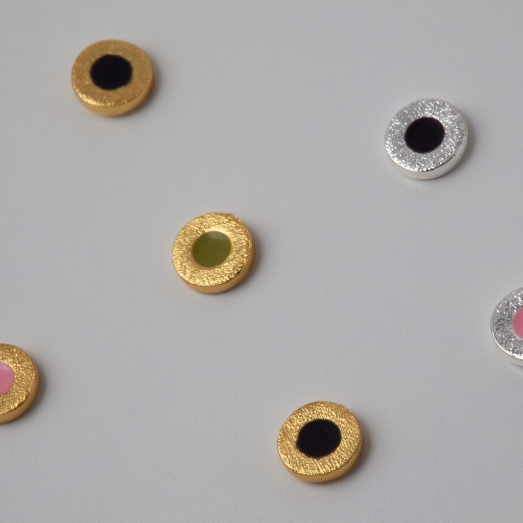 LULU Copenhagen Circle Small ørering 1 stk forsølvet Ear stud, 1 pcs Willow Green