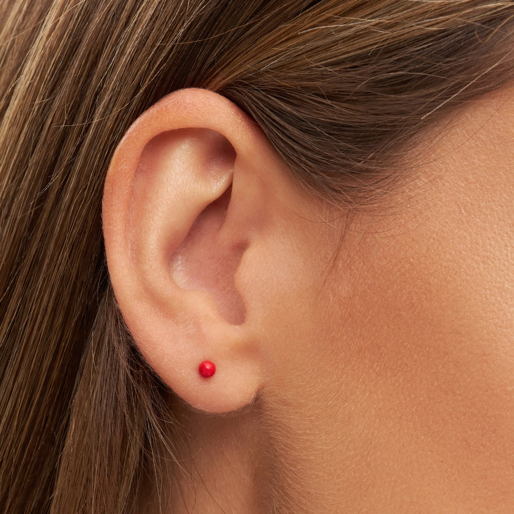 LULU Copenhagen Color Ball ørering 1 stk Ear stud, 1 pcs Passion Red