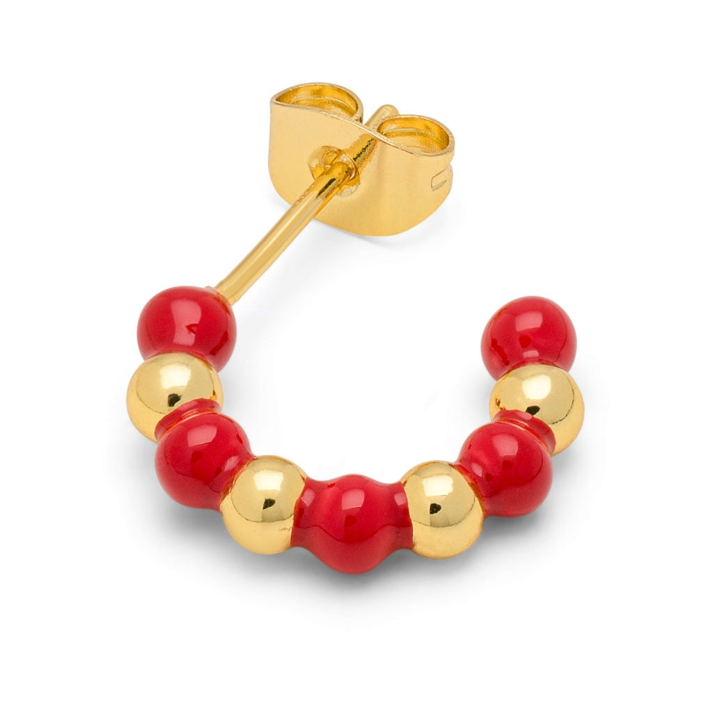 LULU Copenhagen Color Ball Beads hoops Hoops Gold Plated/Passion Red