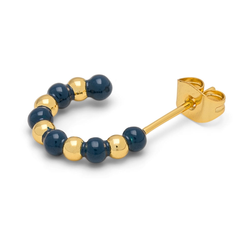 LULU Copenhagen Color Ball Beads Hoops par Hoops Gold Plated/Retro Dark Blue