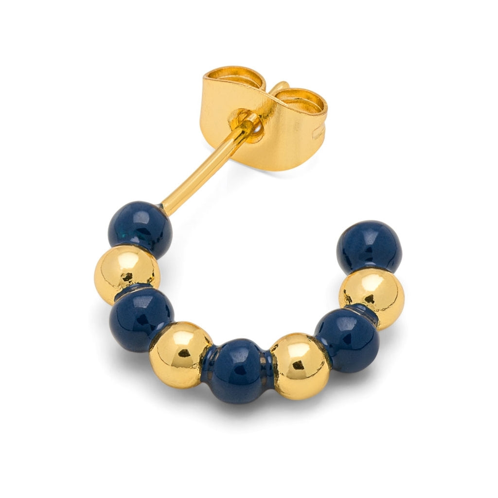 LULU Copenhagen Color Ball Beads Hoops par Hoops Gold Plated/Retro Dark Blue