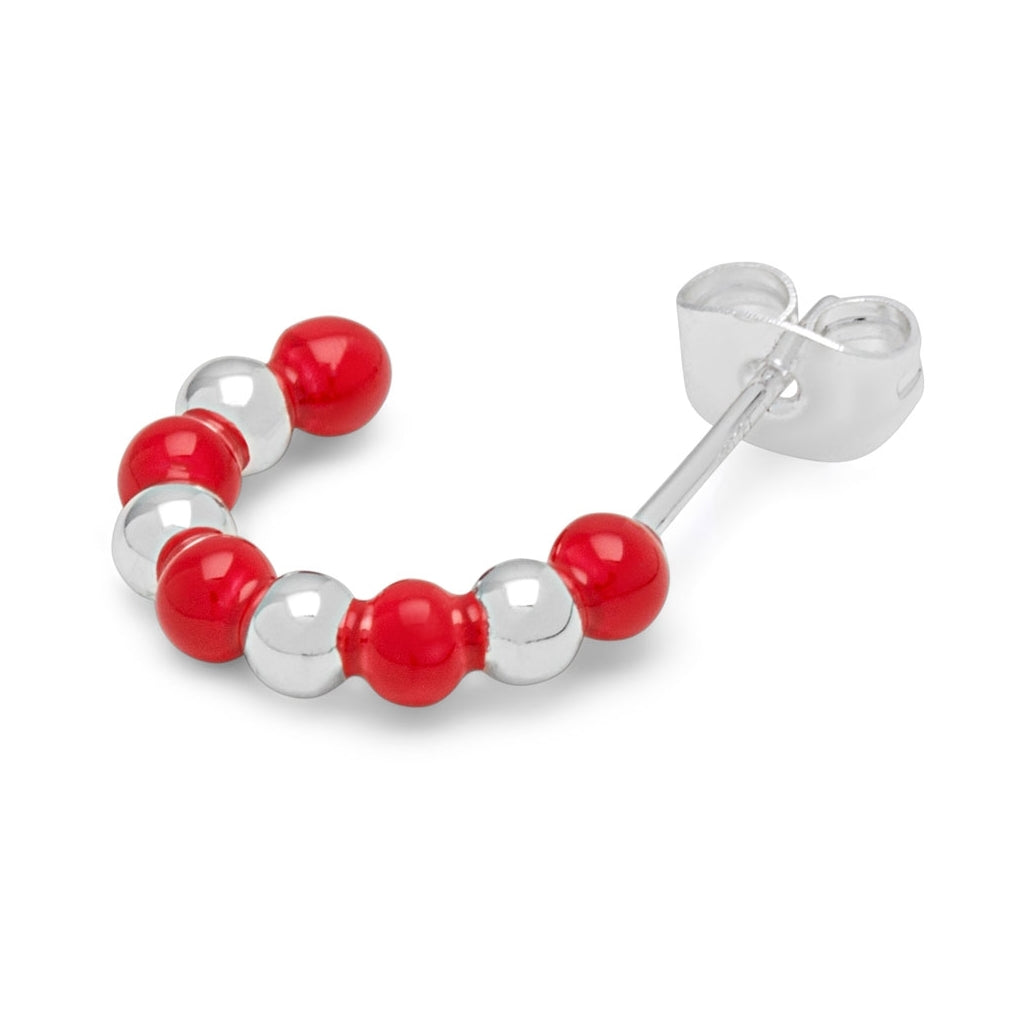 LULU Copenhagen Color Ball Beads Hoops par Hoops Silver Plated/Passion Red