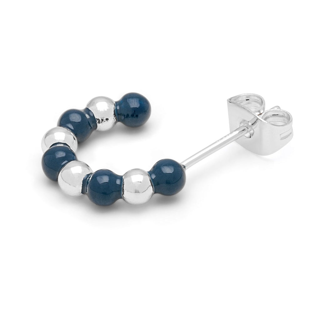 LULU Copenhagen Color Ball Beads Hoops par Hoops Silver Plated/Retro Dark Blue