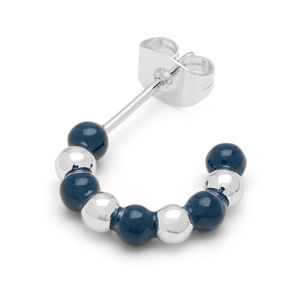 LULU Copenhagen Color Ball Beads Hoops par Hoops Silver Plated/Retro Dark Blue