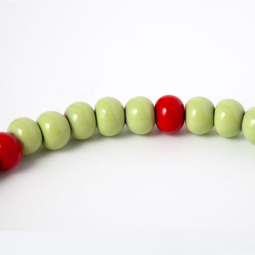 LULU Copenhagen Color Ball Armbånd Bracelets Silk Light Green/Passion Red