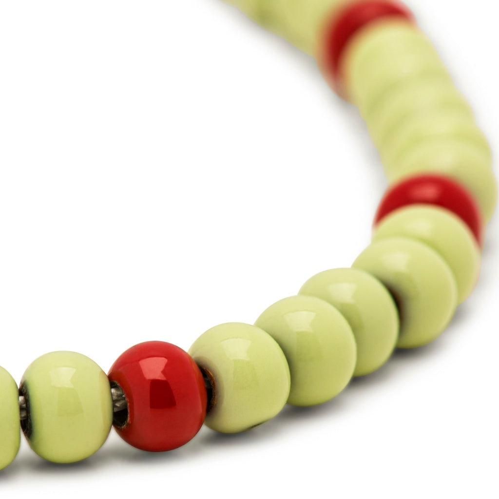 LULU Copenhagen Color Ball Armbånd Bracelets Silk Light Green/Passion Red