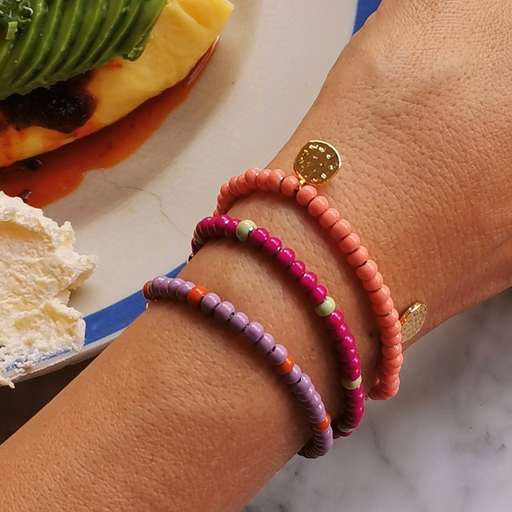 LULU Copenhagen Color Ball Armbånd Charms forgyldt Bracelets Burnt Coral